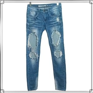 Y2k Machine Nouvelle Mode Low Rise Distressed Skinny Jeans Size 27